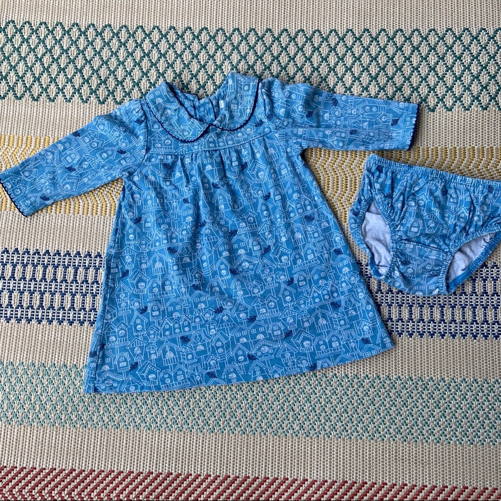 Baby Boden 3-6 Month Birdhouse Dress and Matching Bloomers